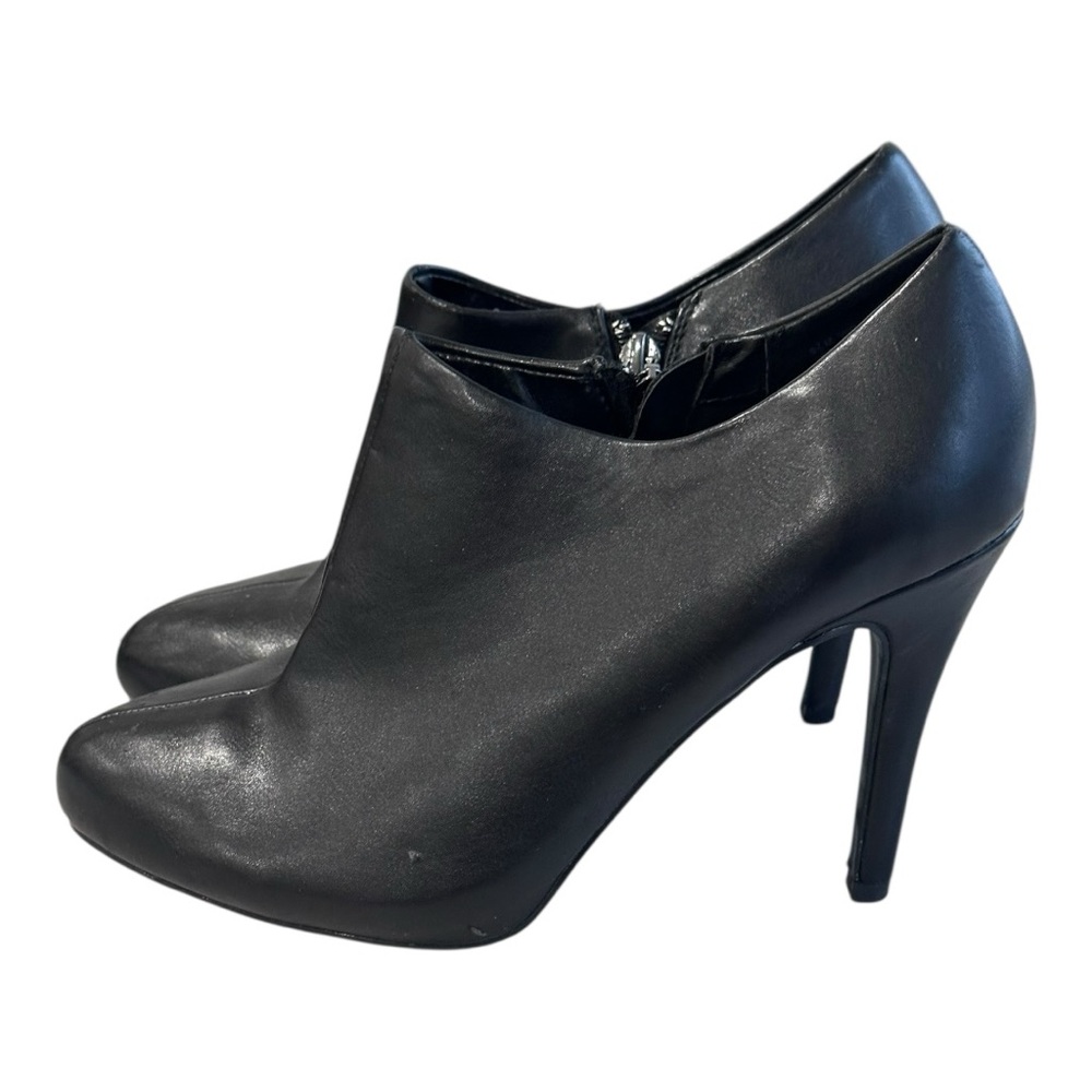 Worthington Ankle Boots Leather Stiletto‎ Heel Side Zip Black 8.5 M